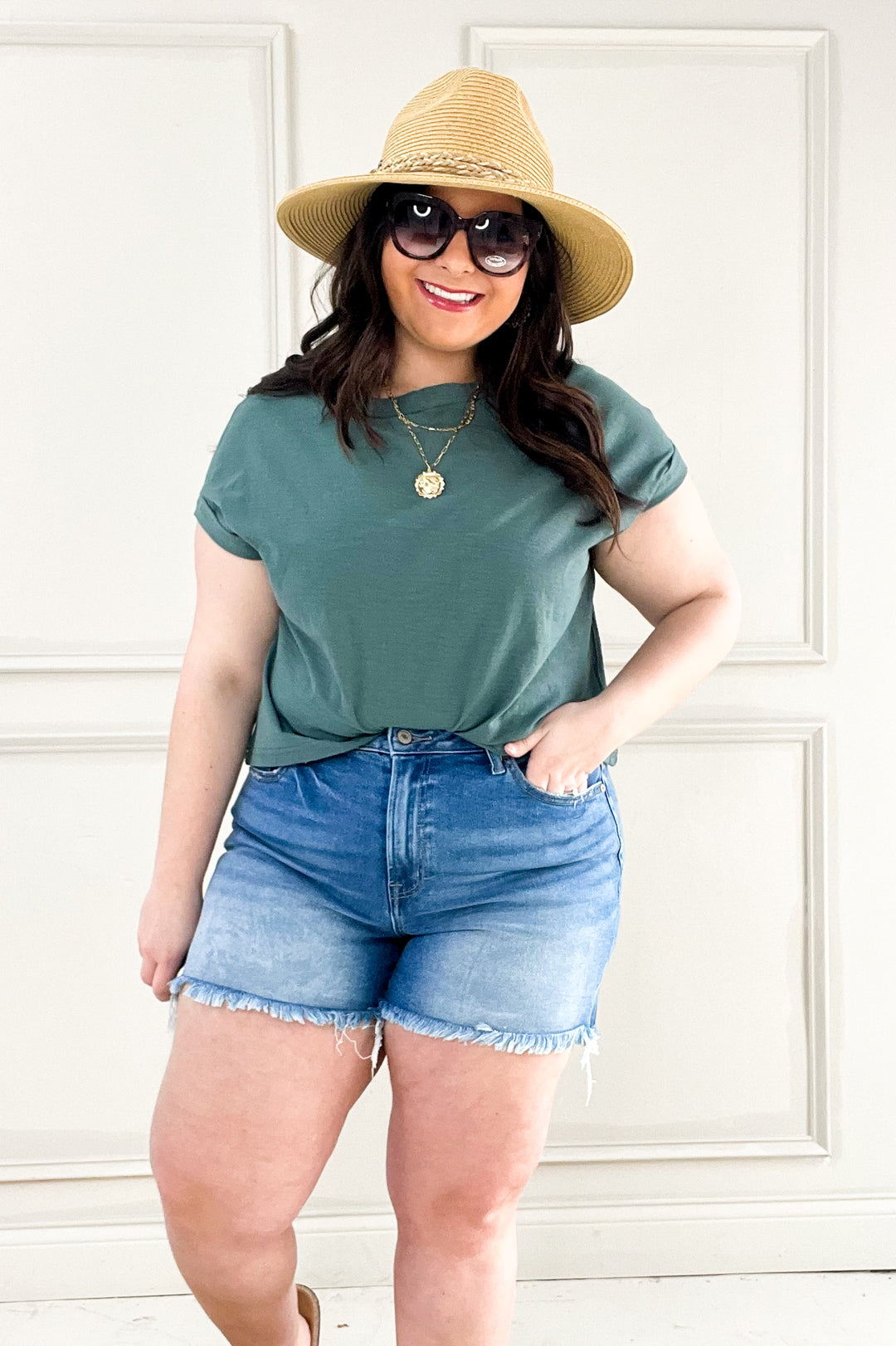 Cotton Slub Short Cuffed Sleeve Tee