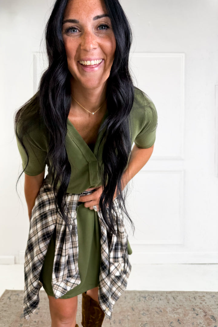 Half Sleeve Polo Mini Dress