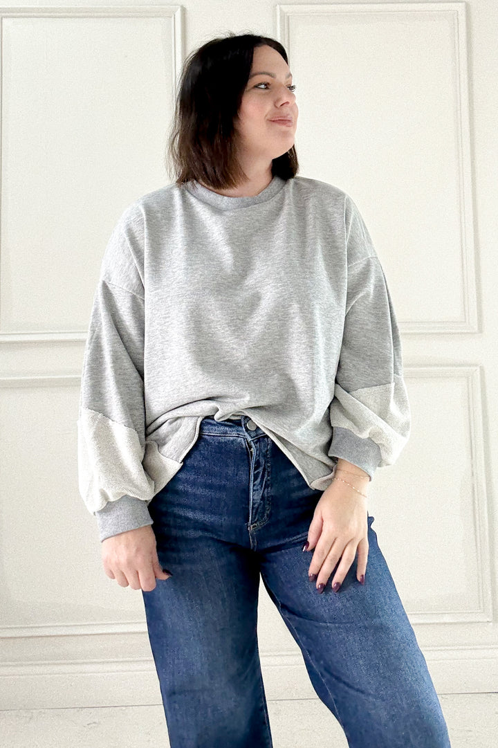 Long Sleeve Raw Edge Detail Sweatshirt