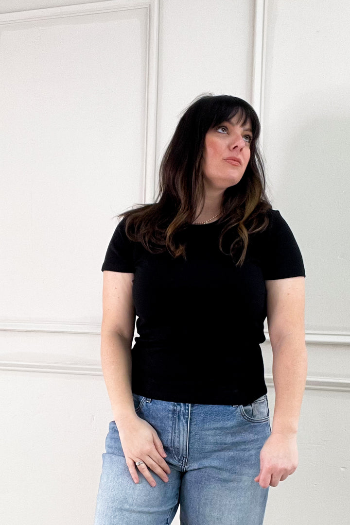 Soft Touch Rib Knit Short Sleeve Top