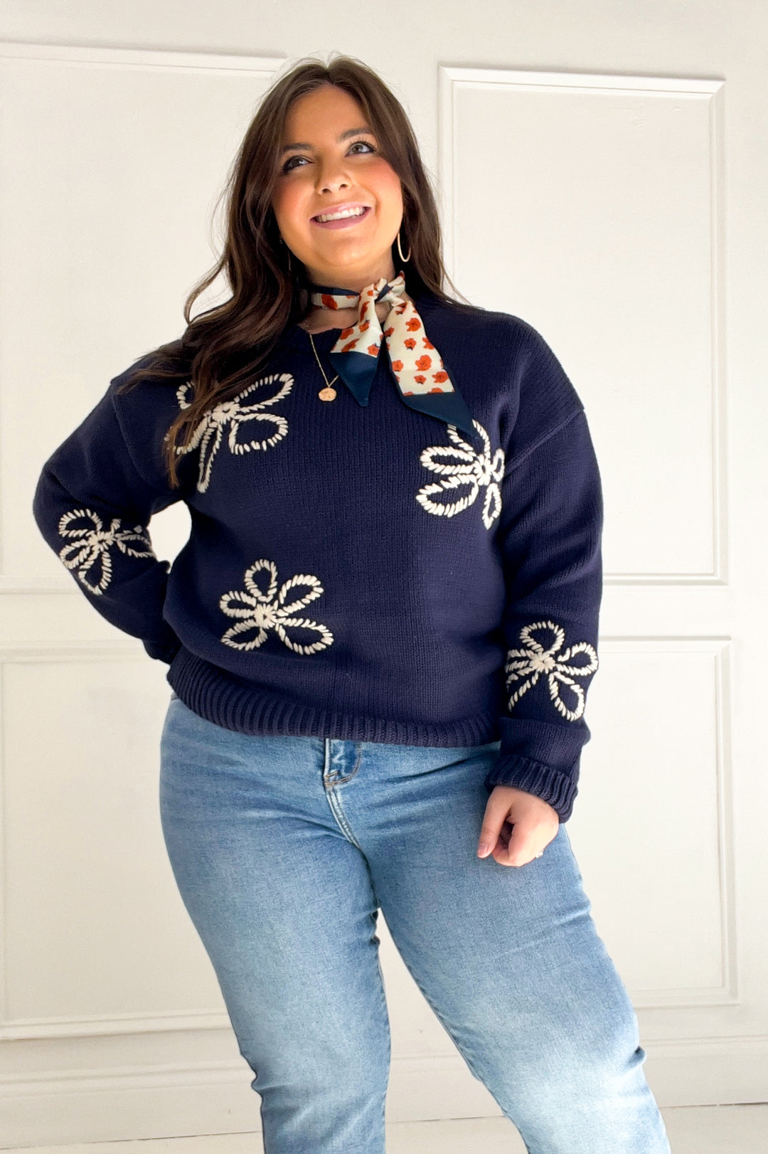 Flower Stitch Embroidered Sweater