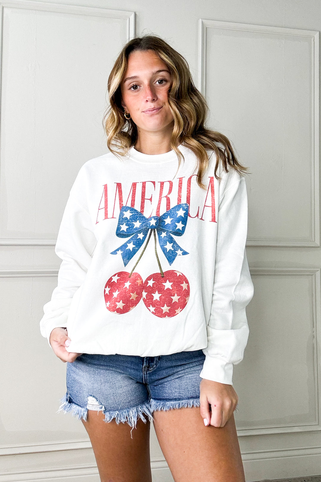 America USA Cherry Graphic Sweatshirt