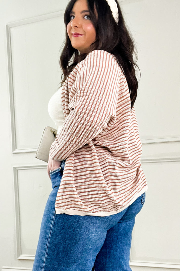 Striped Dolman Open Cardigan
