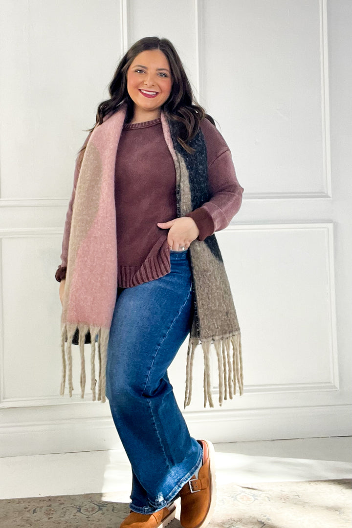 Washed Cotton Chunky Ribbed Crewneck Sweater