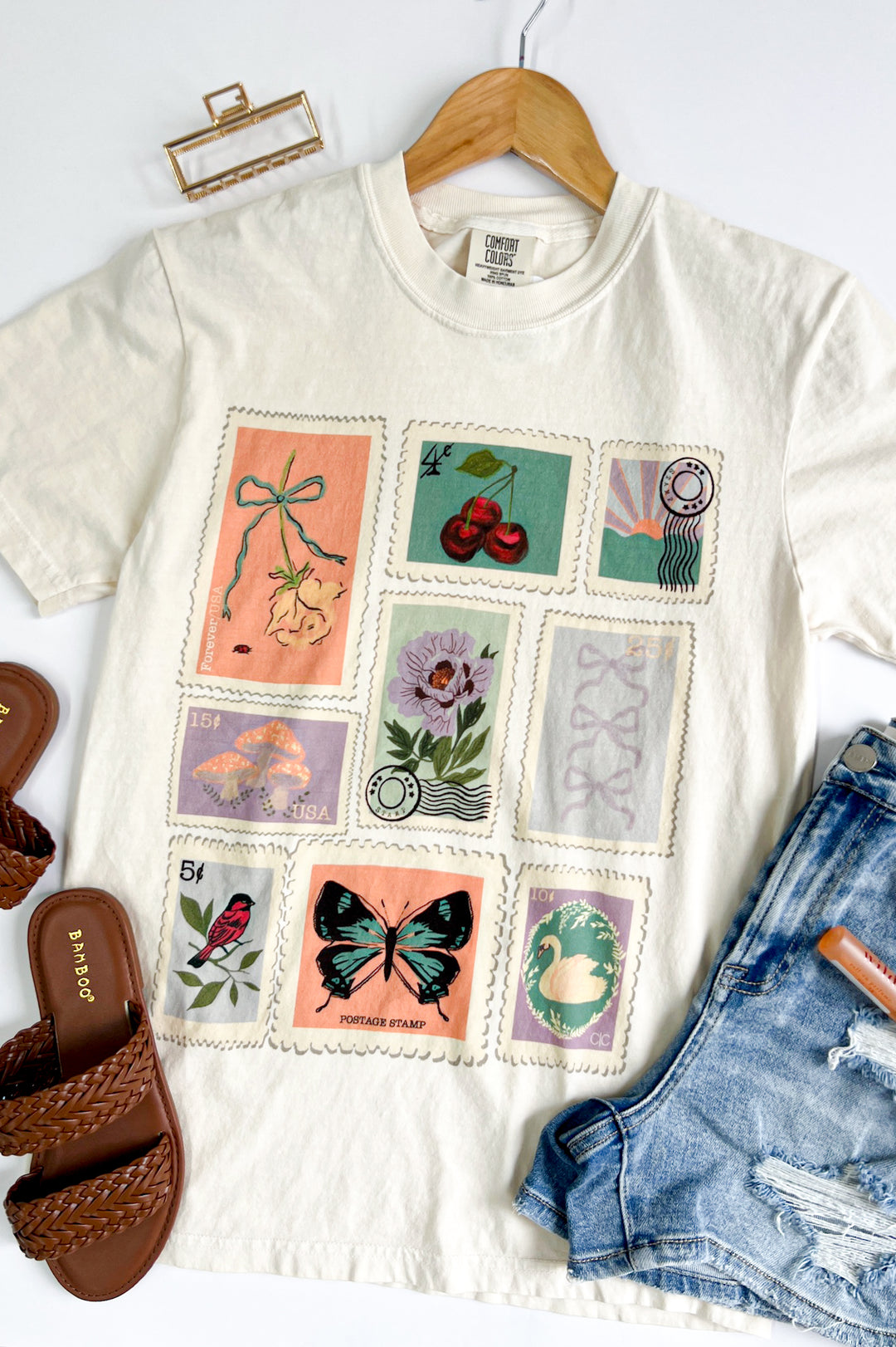 Postage Stamp Collage Graphic Tee