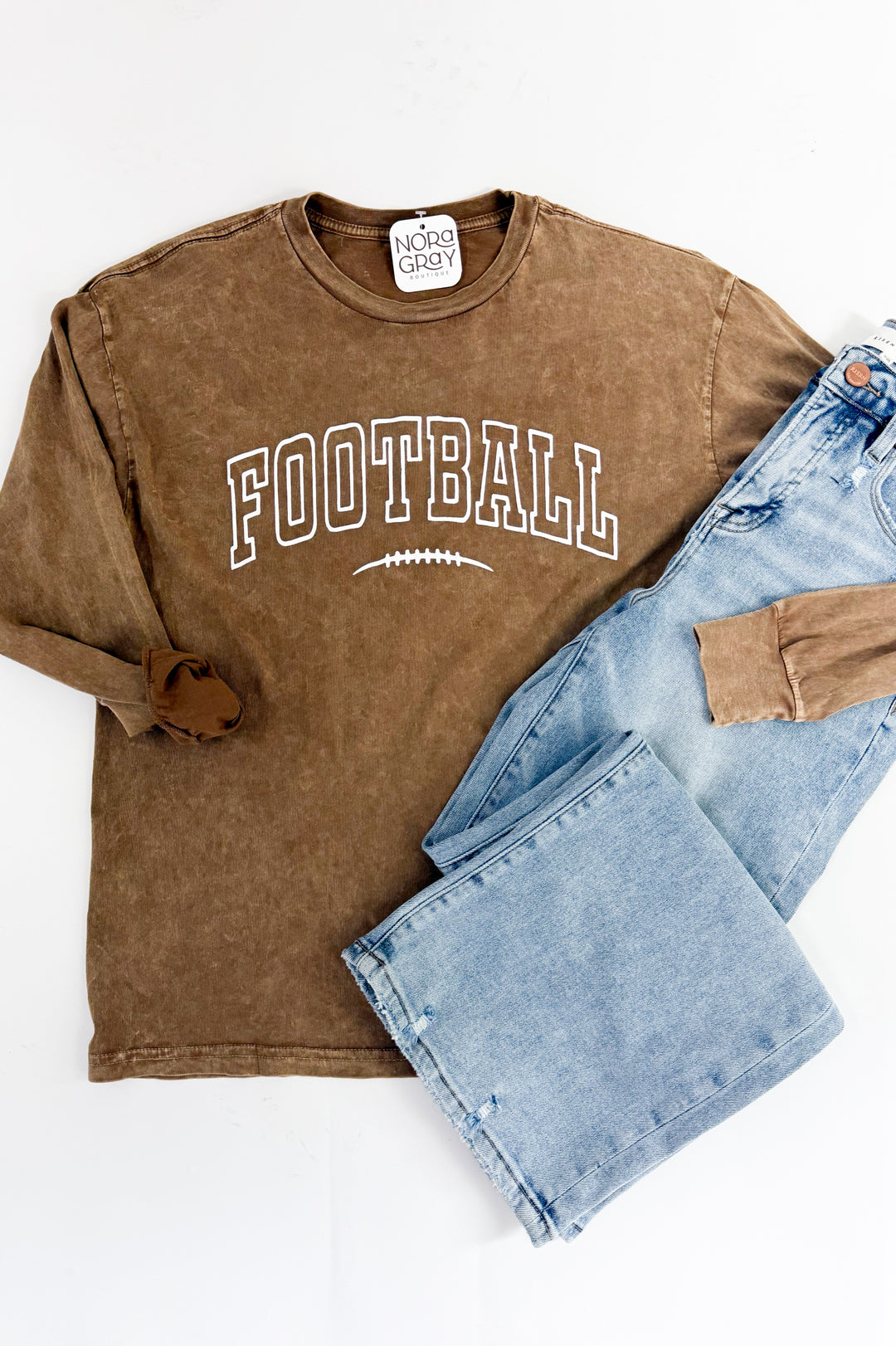 Football Puff Mineral Washed Long Sleeve Graphic Tee