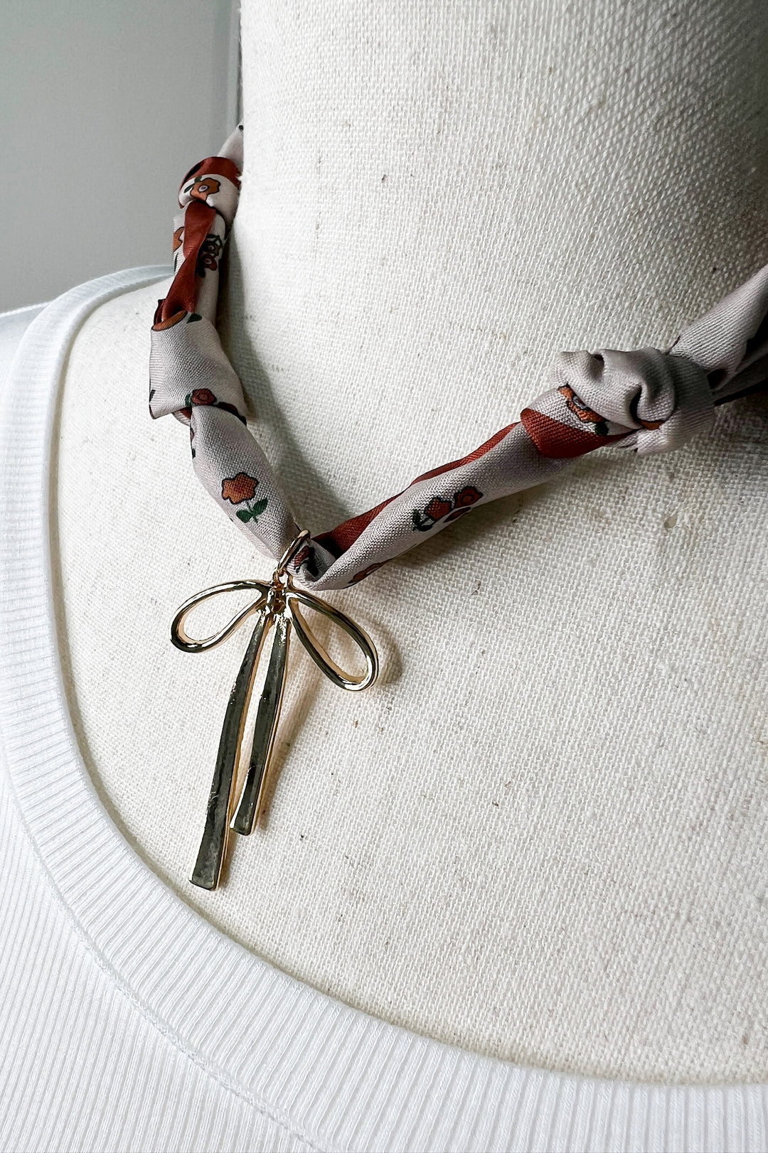 Handmade Scarf Charm Necklace | Bow