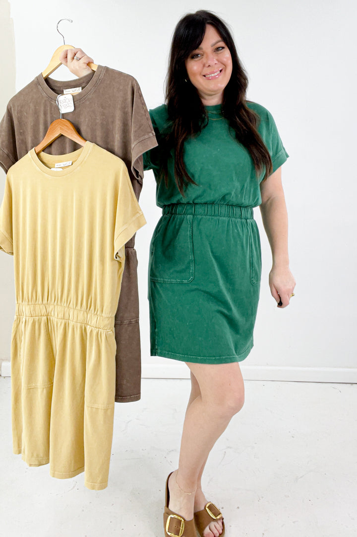 Mineral Washed Cotton Mini Dress