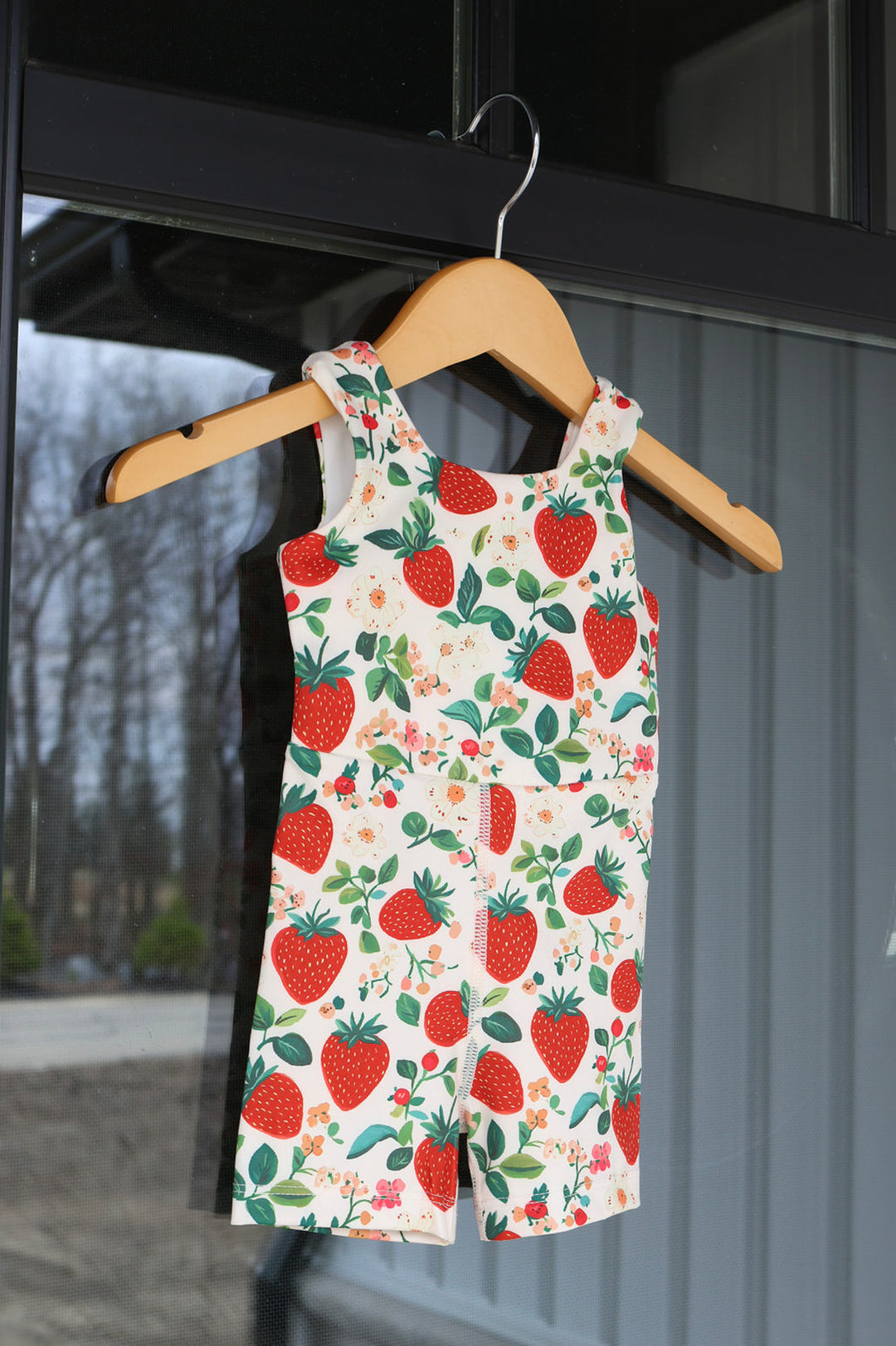 Girls Vintage Strawberry Romper