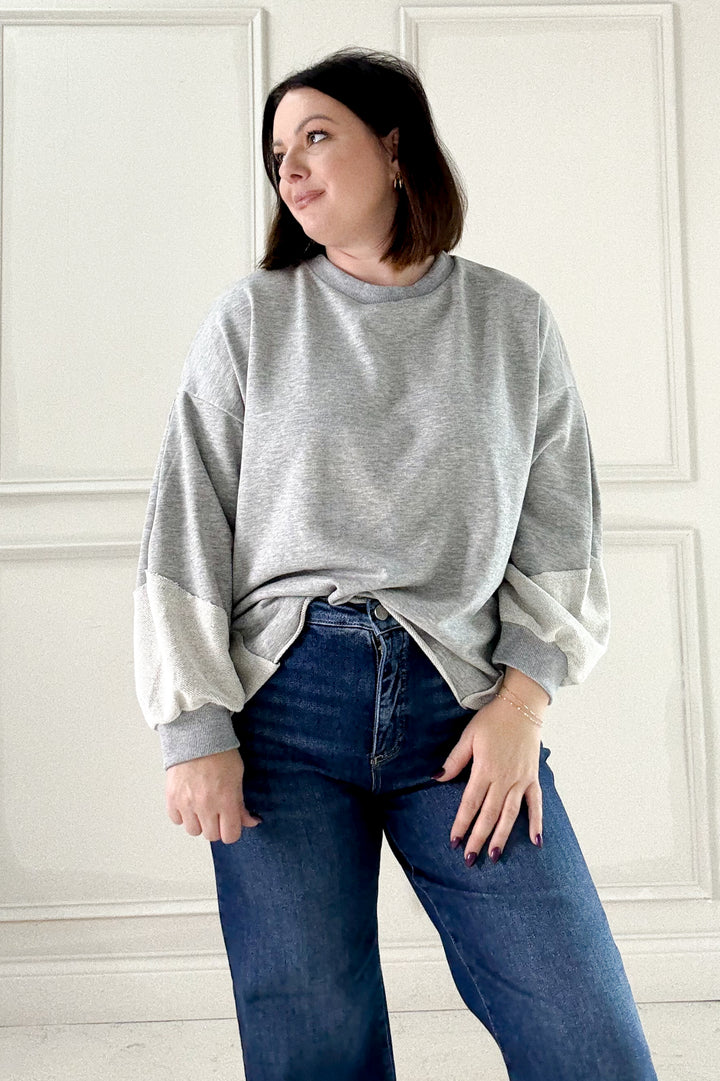 Long Sleeve Raw Edge Detail Sweatshirt