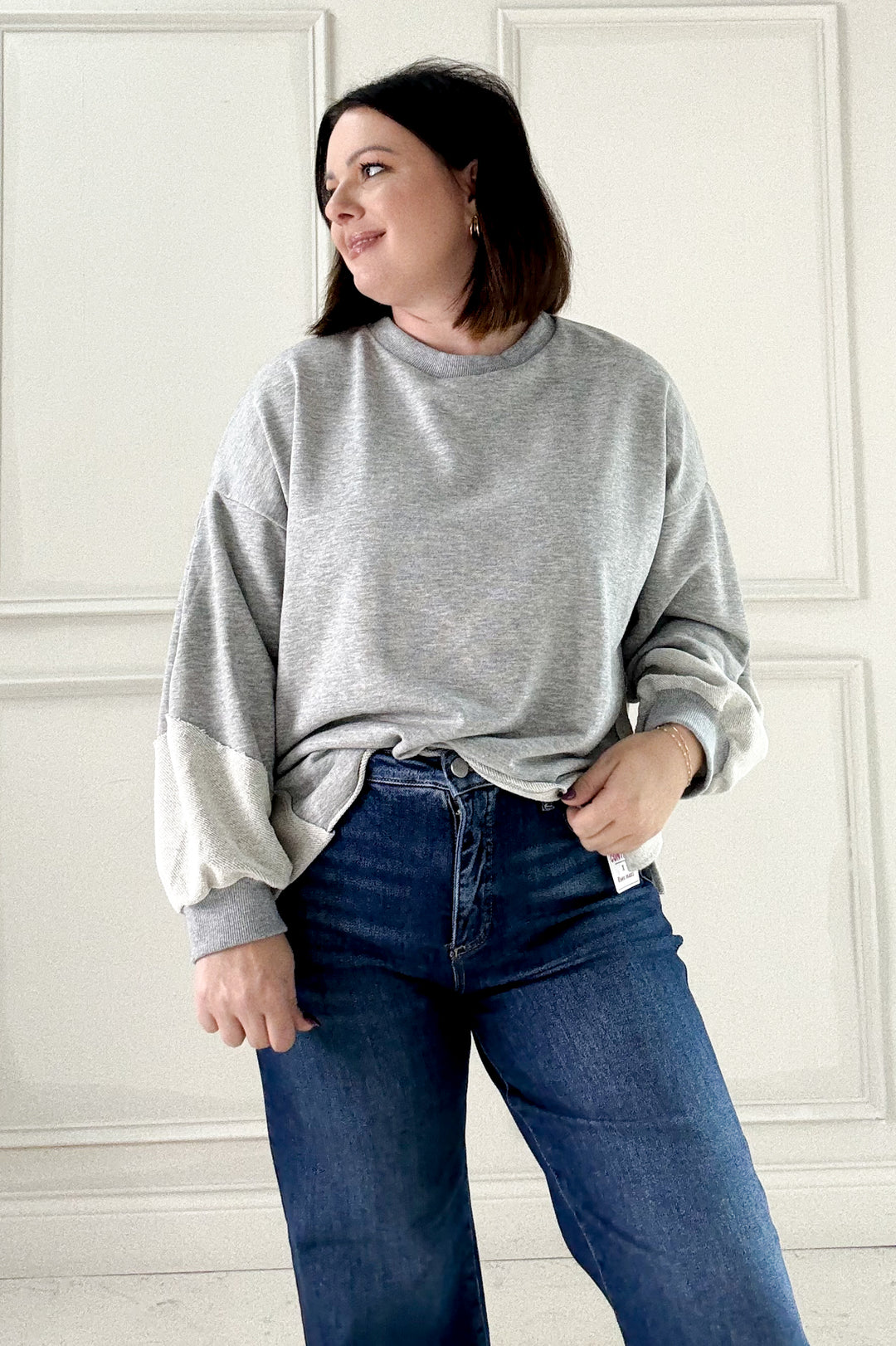Long Sleeve Raw Edge Detail Sweatshirt