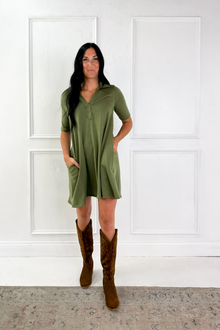 Half Sleeve Polo Mini Dress