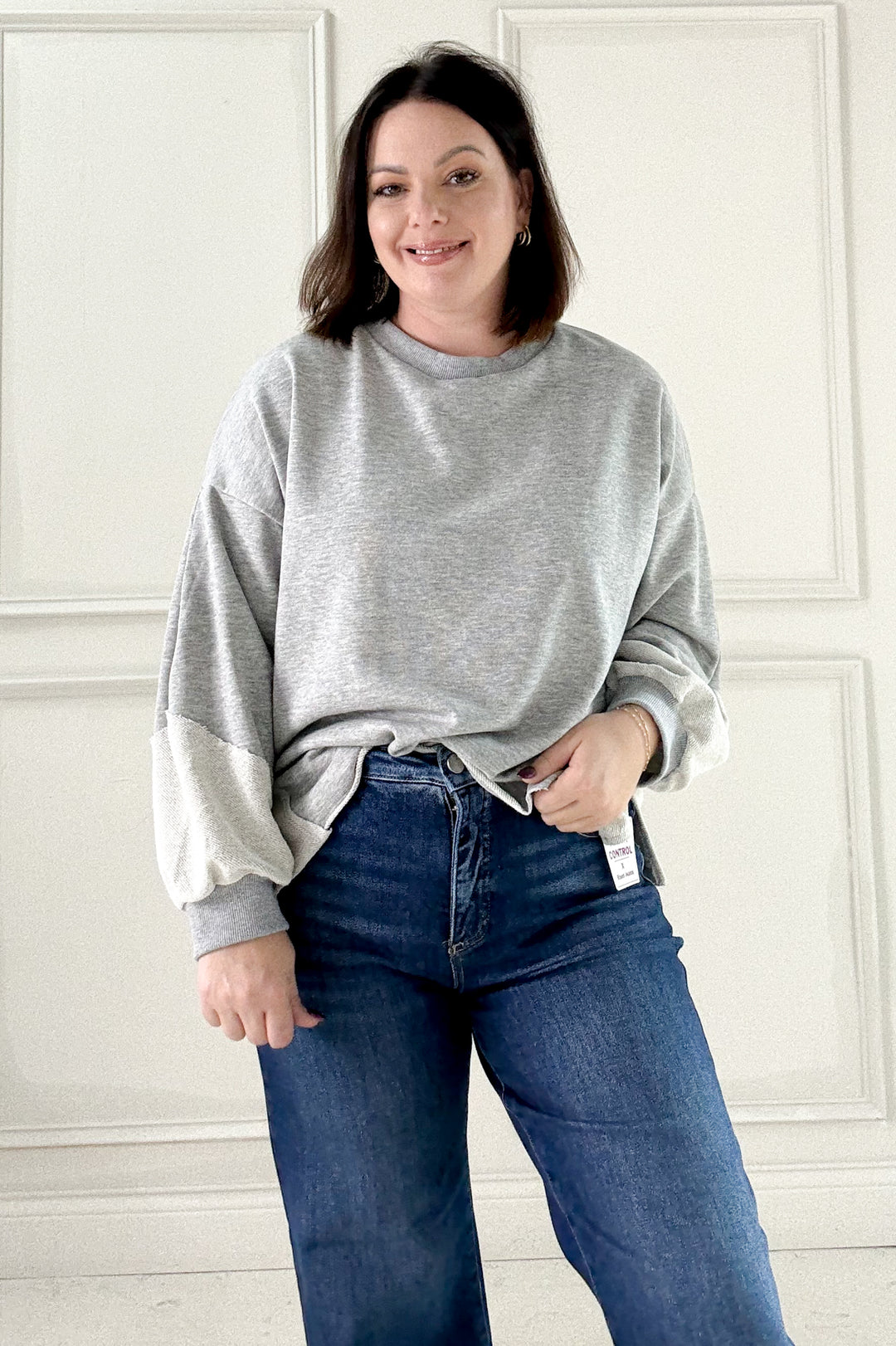 Long Sleeve Raw Edge Detail Sweatshirt