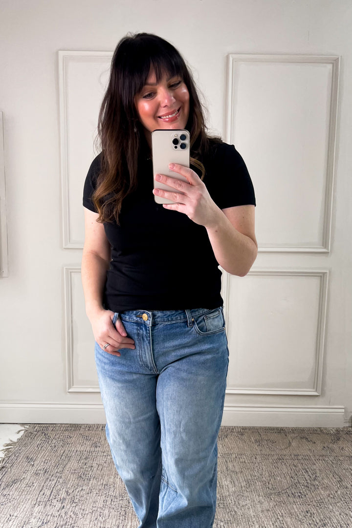 Soft Touch Rib Knit Short Sleeve Top