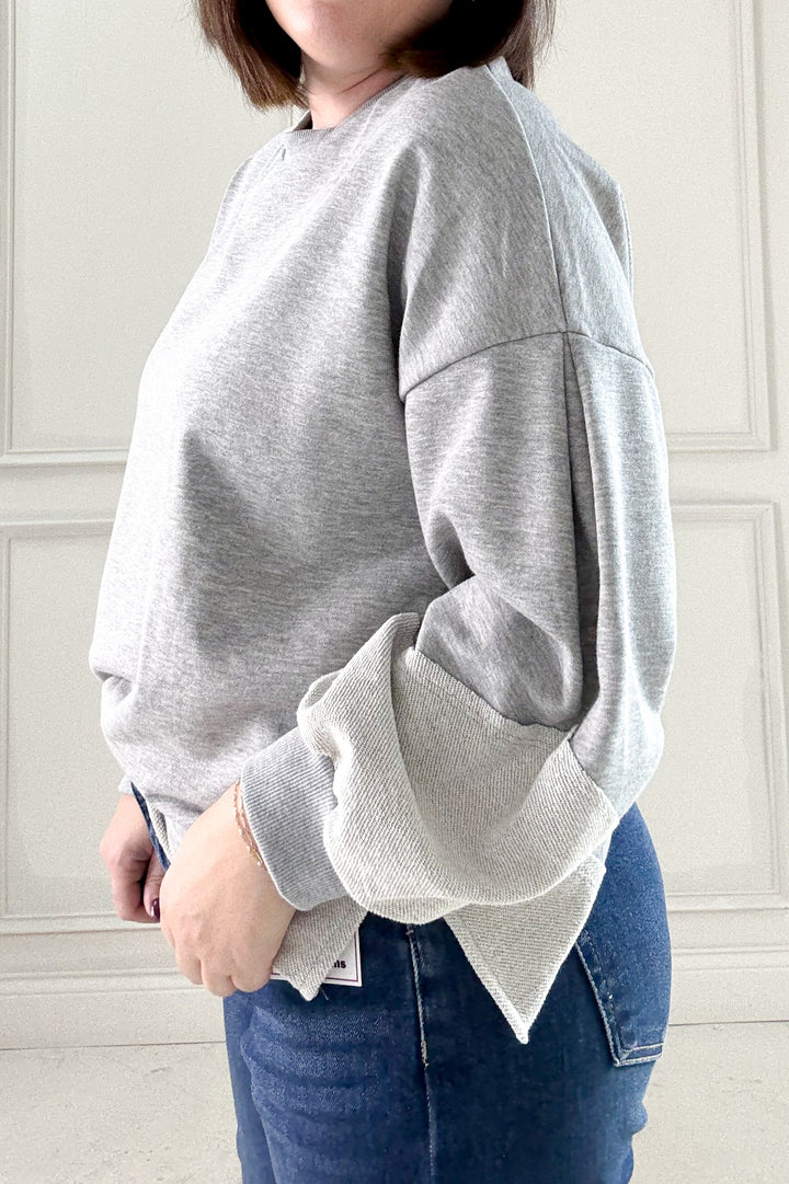 Long Sleeve Raw Edge Detail Sweatshirt