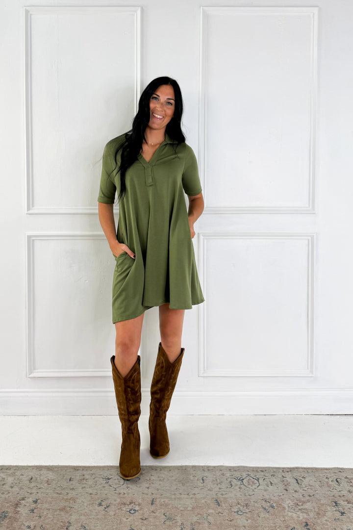 Half Sleeve Polo Mini Dress