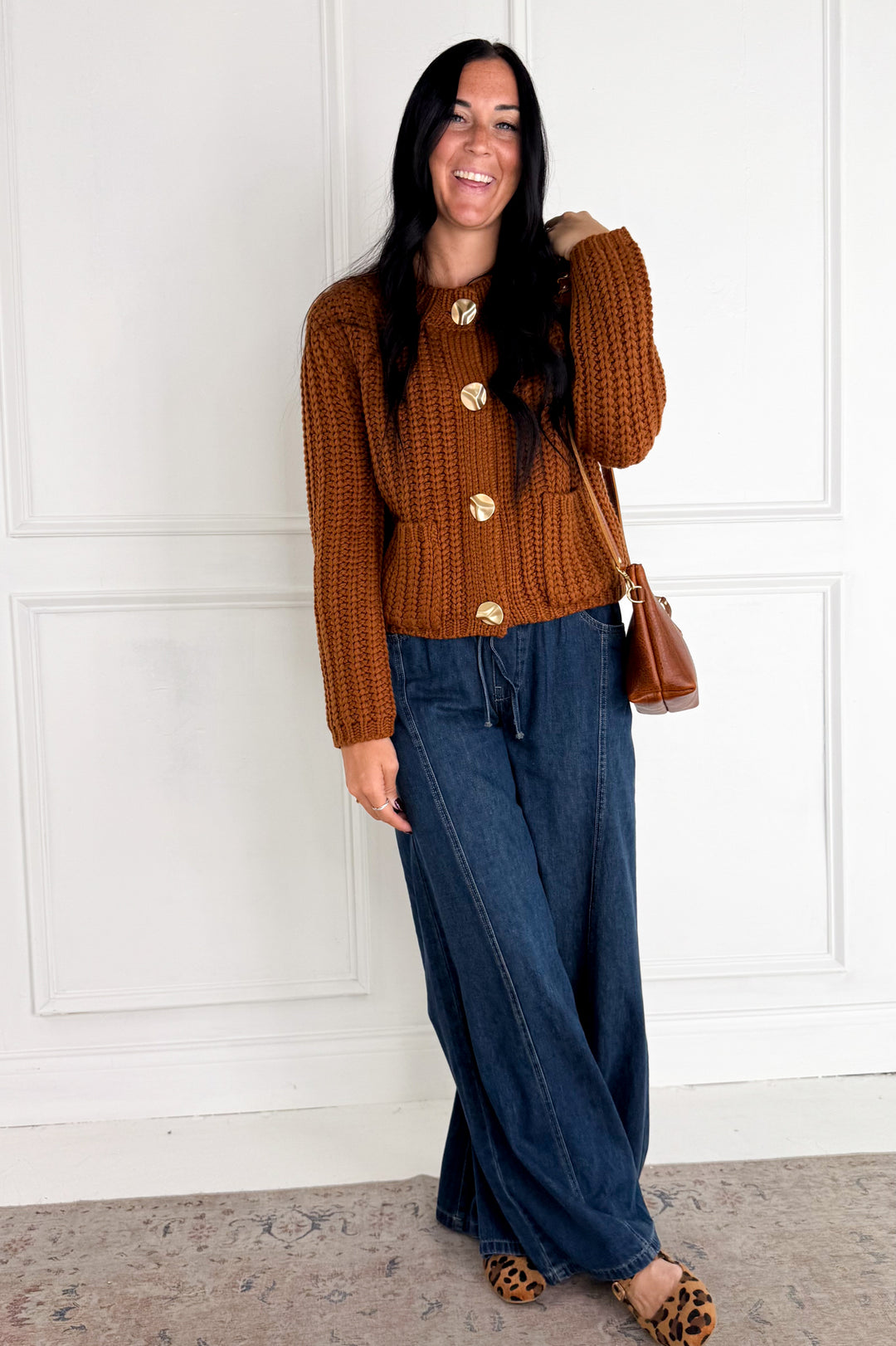 Relaxed Wide Leg Drawstring Denim Pants