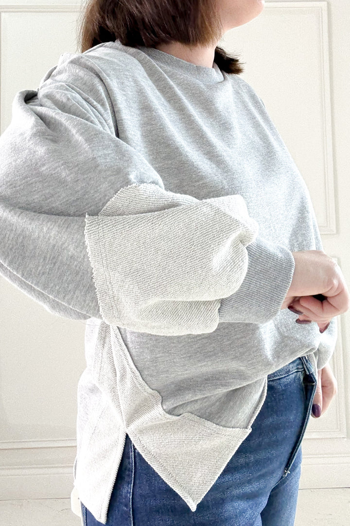 Long Sleeve Raw Edge Detail Sweatshirt