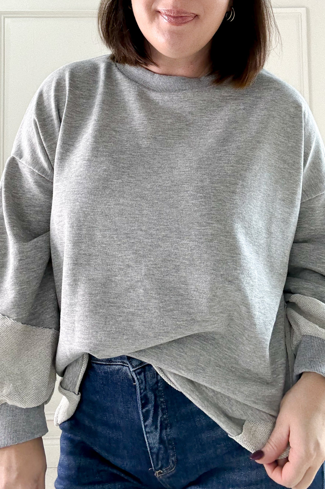 Long Sleeve Raw Edge Detail Sweatshirt
