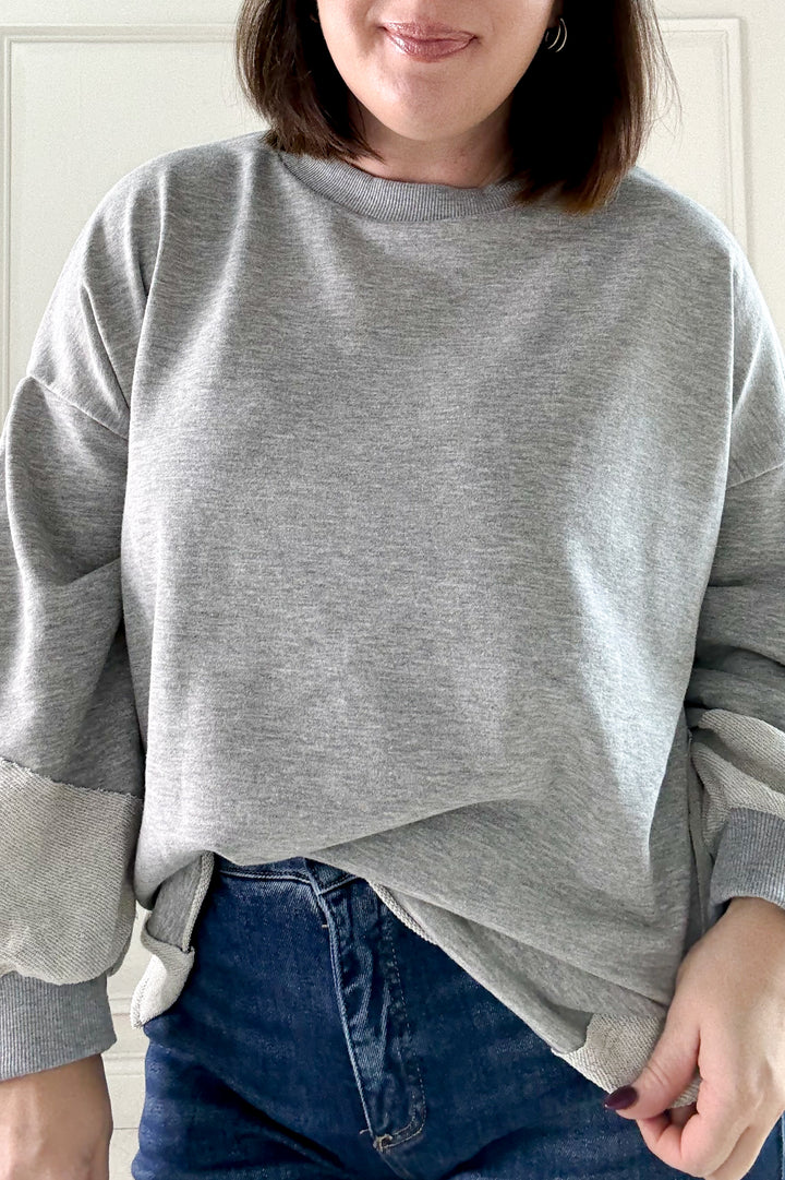 Long Sleeve Raw Edge Detail Sweatshirt