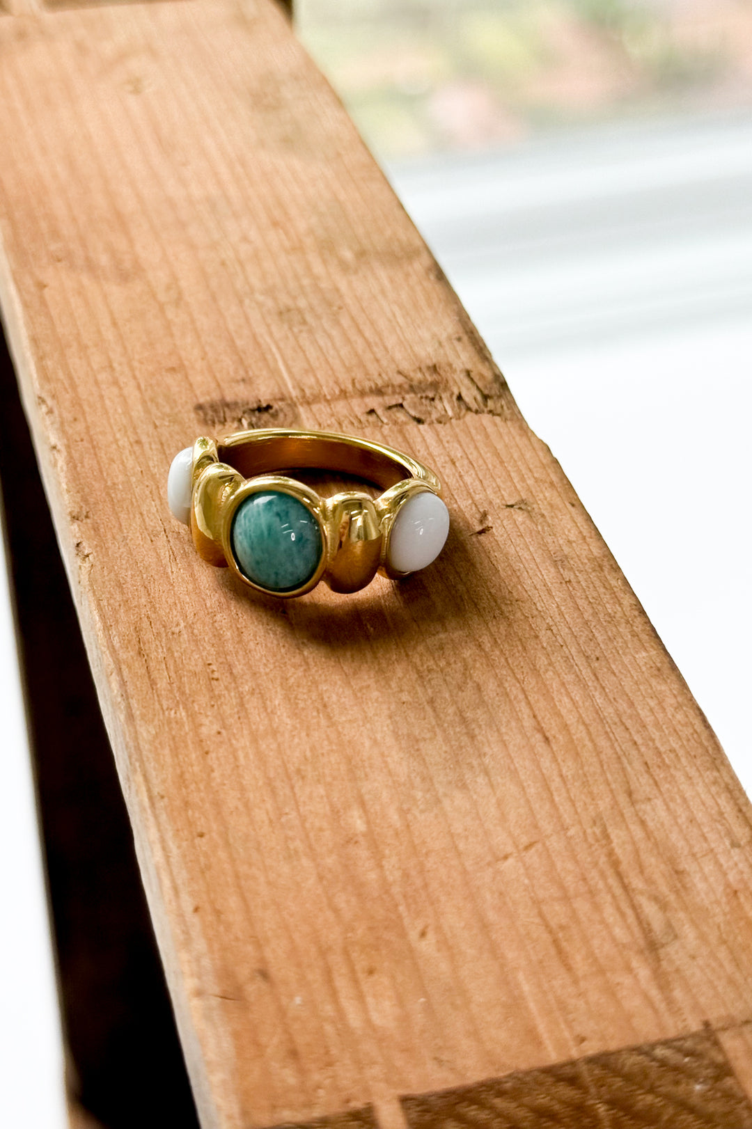 Multi Natural Stone Ring | 18K Gold Plated