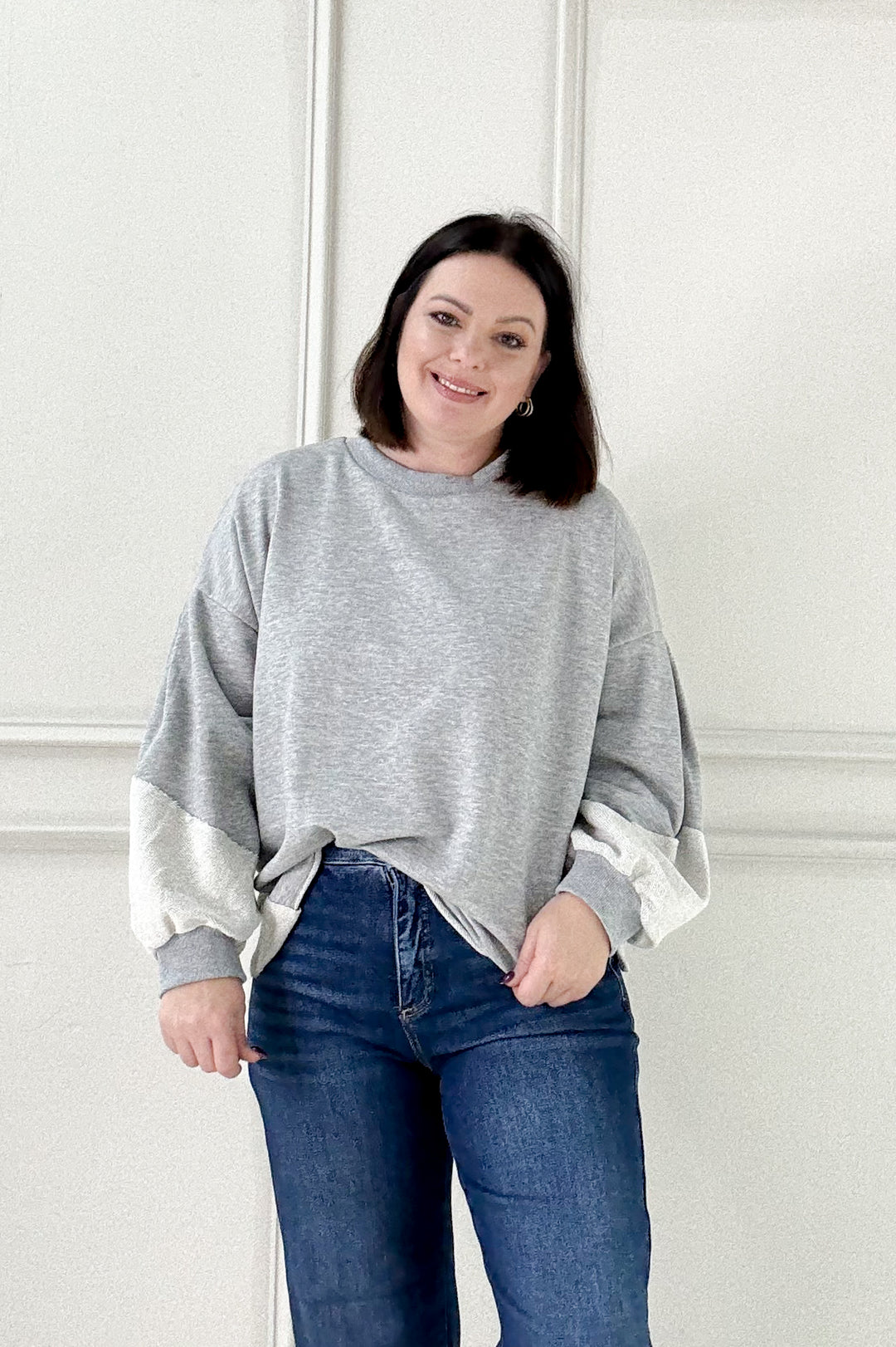 Long Sleeve Raw Edge Detail Sweatshirt