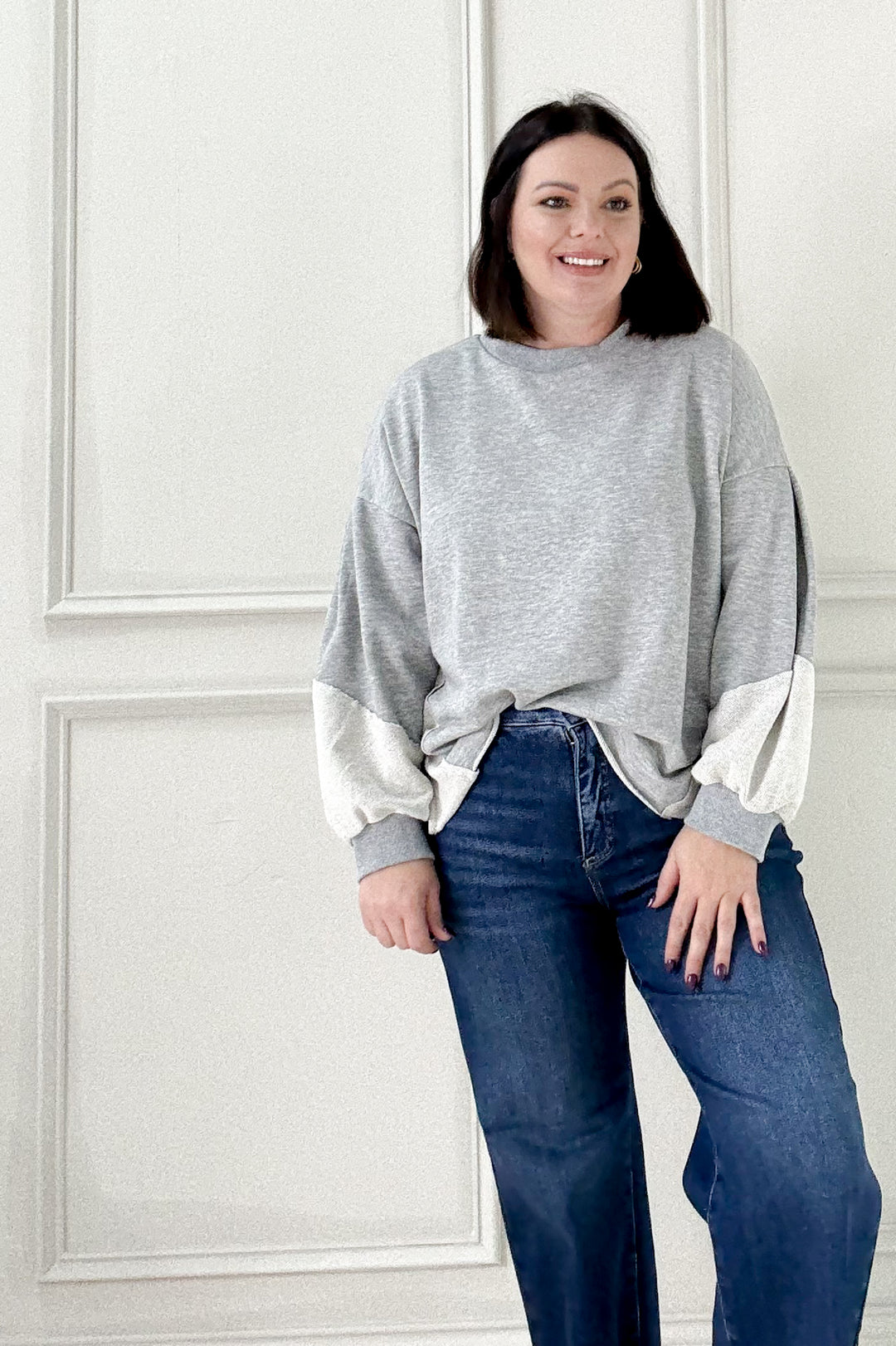 Long Sleeve Raw Edge Detail Sweatshirt