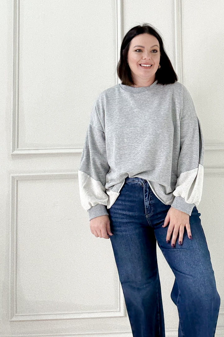 Long Sleeve Raw Edge Detail Sweatshirt