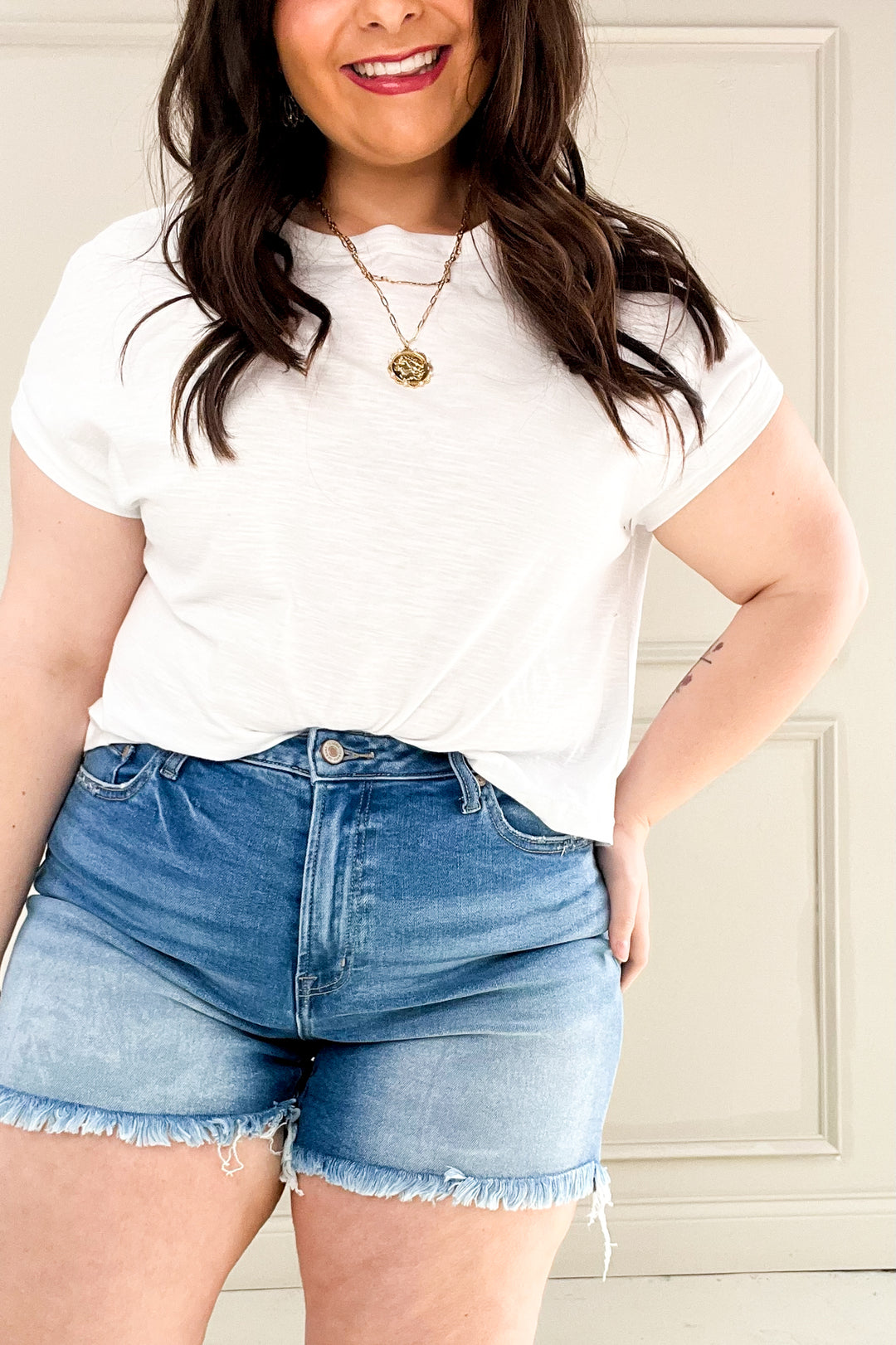 Cotton Slub Short Cuffed Sleeve Tee