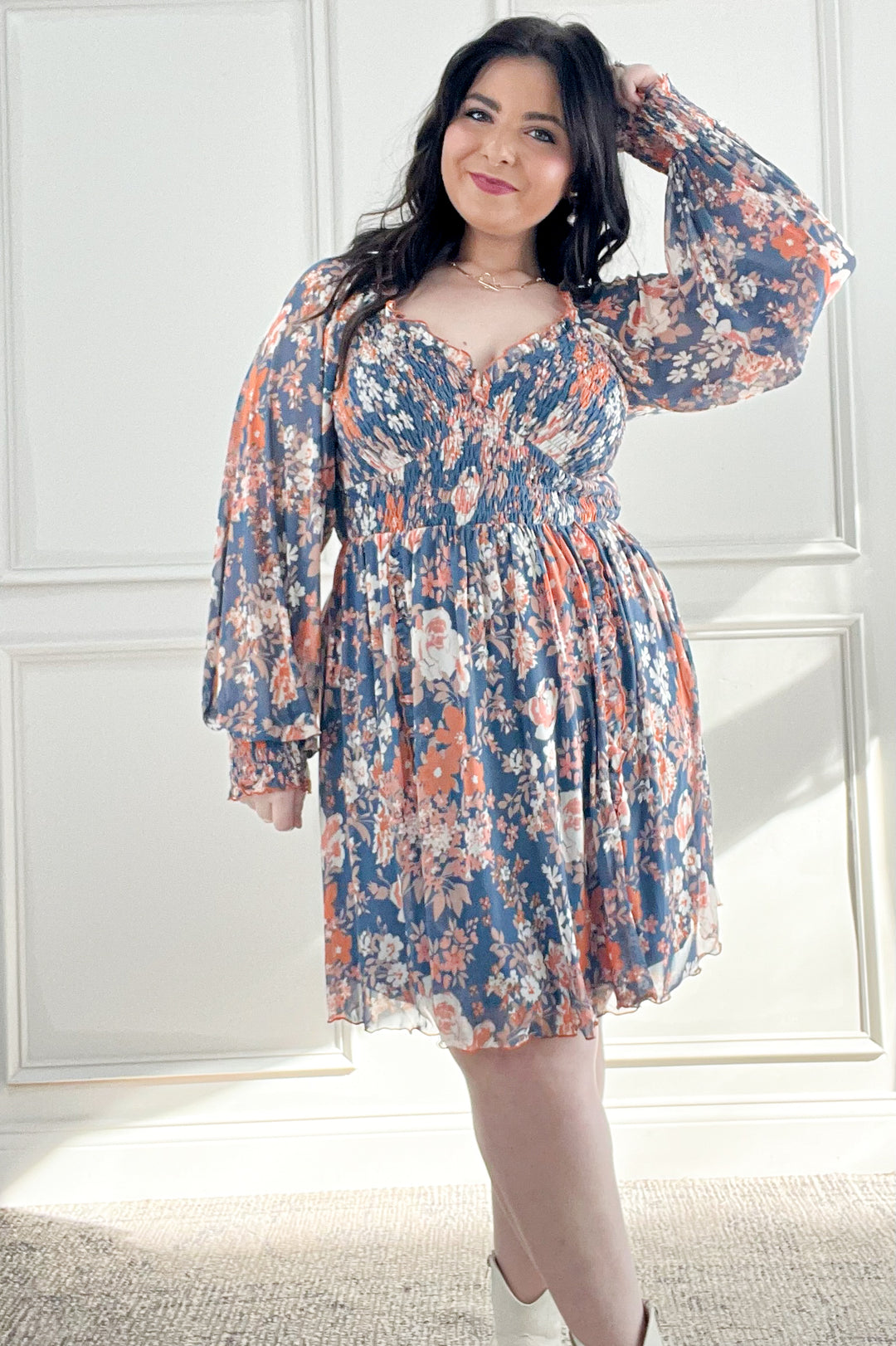 Smocked Floral Dress