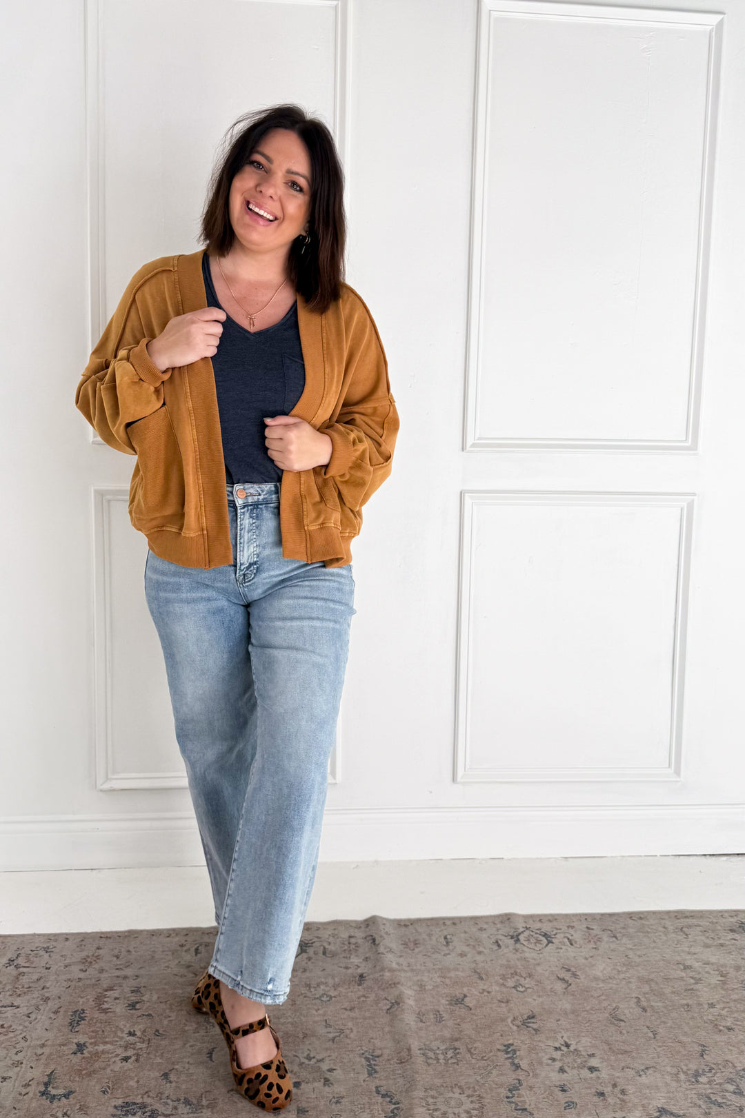 Mineral-Washed French Terry Cardigan