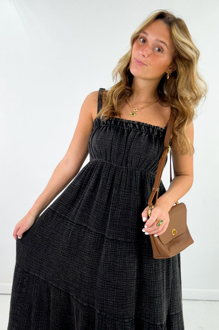 Washed Cotton Overall Maxi Dress