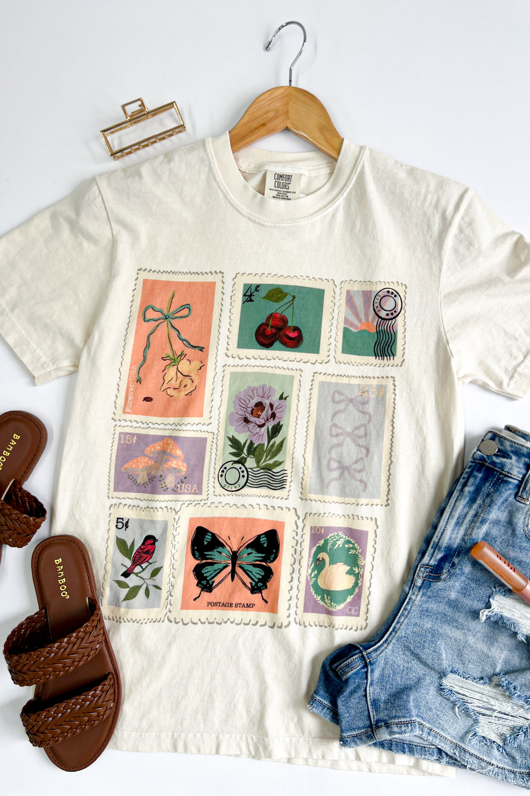 Postage Stamp Collage Graphic Tee