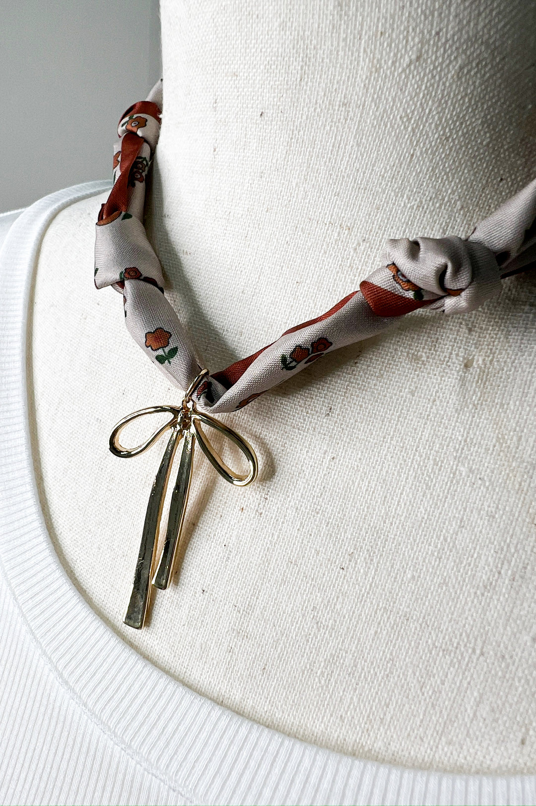 Handmade Scarf Charm Necklace | Bow