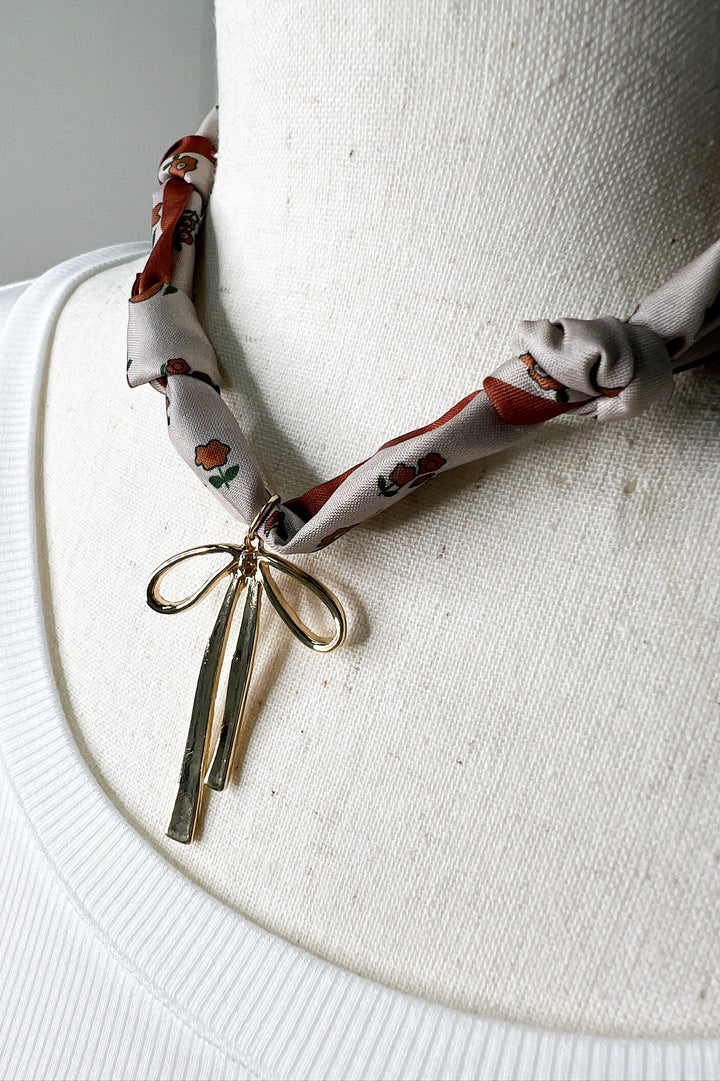 Handmade Scarf Charm Necklace | Bow