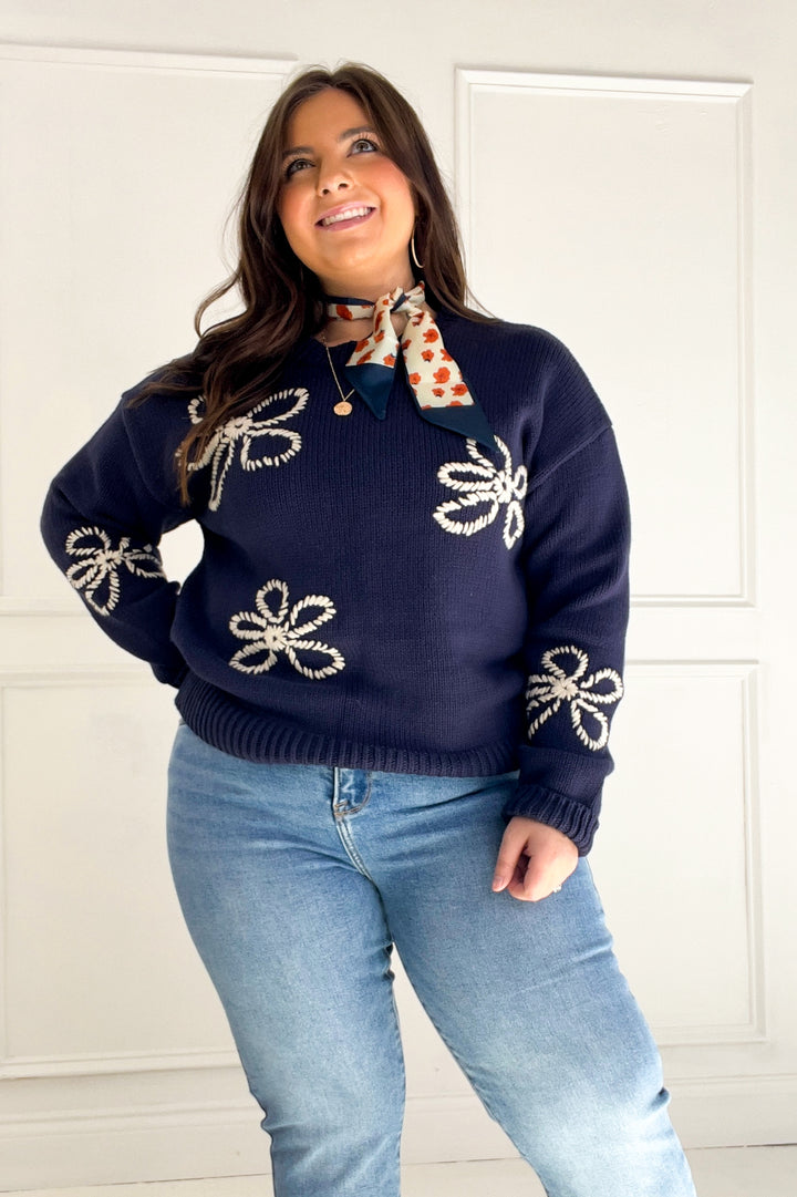Flower Stitch Embroidered Sweater