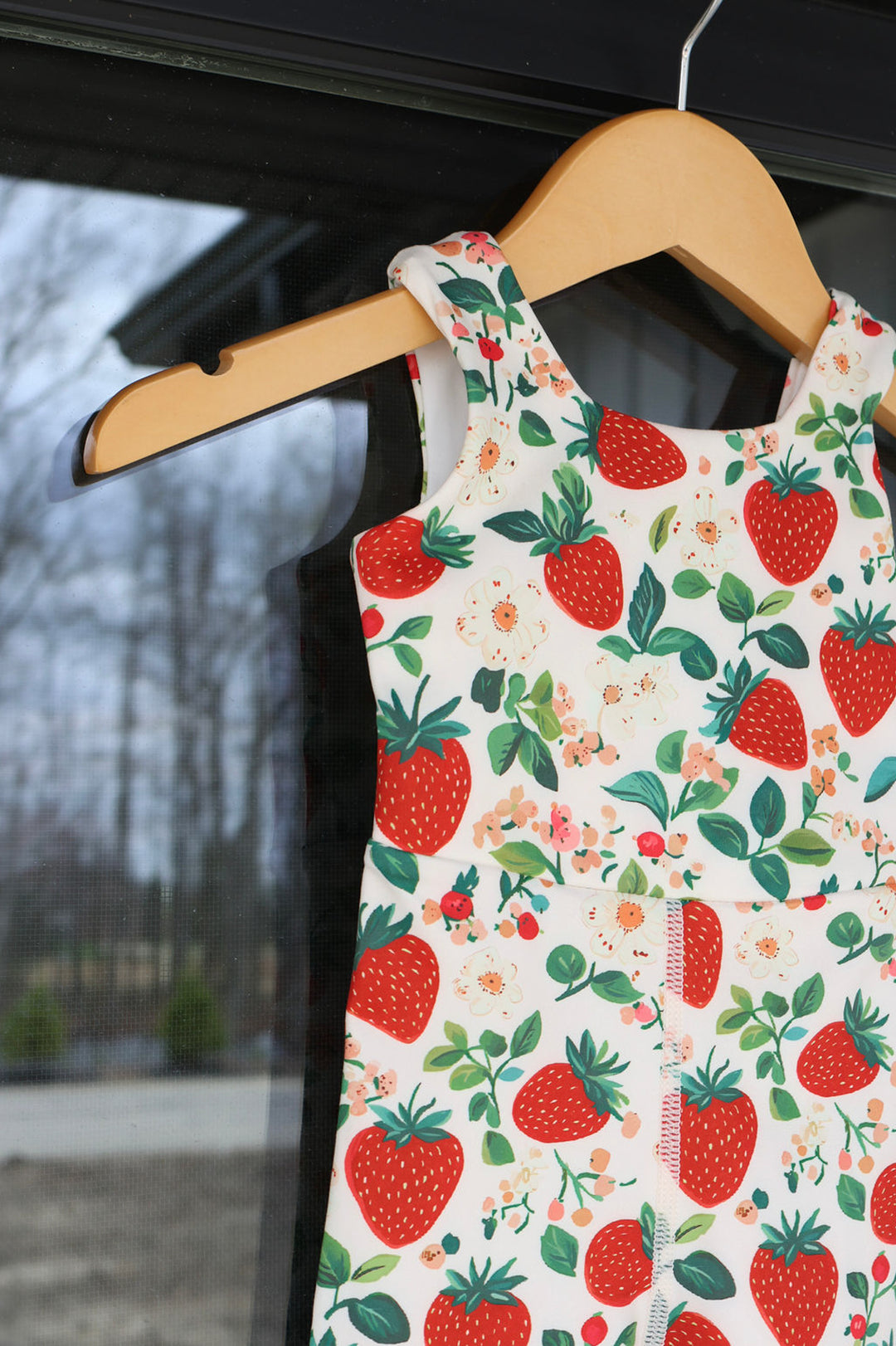 Girls Vintage Strawberry Romper
