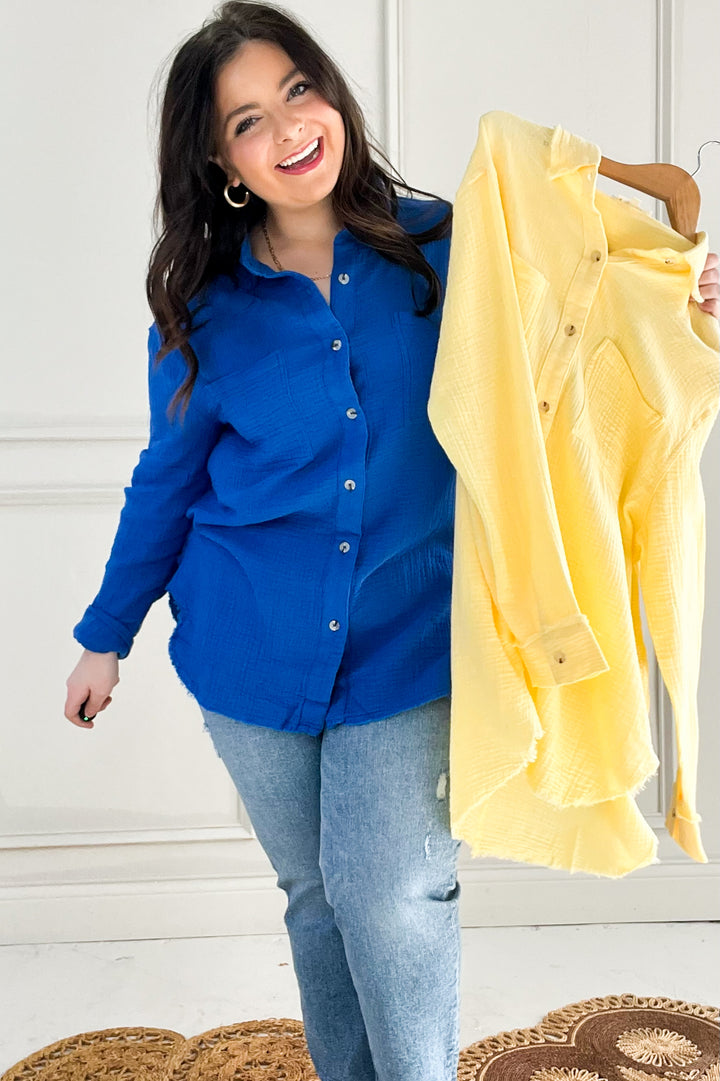 Soft Wash Crinkle Gauze Button Down Shirt