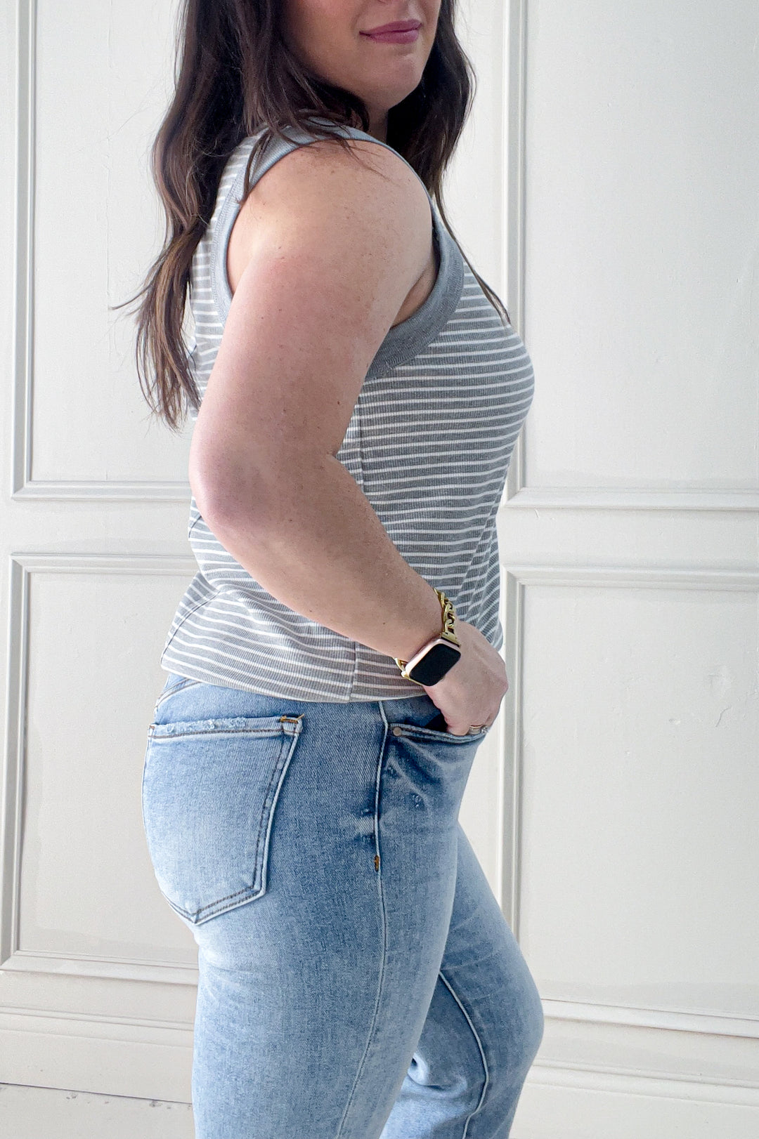 Color Contrast Ribbed Sleeveless Tank