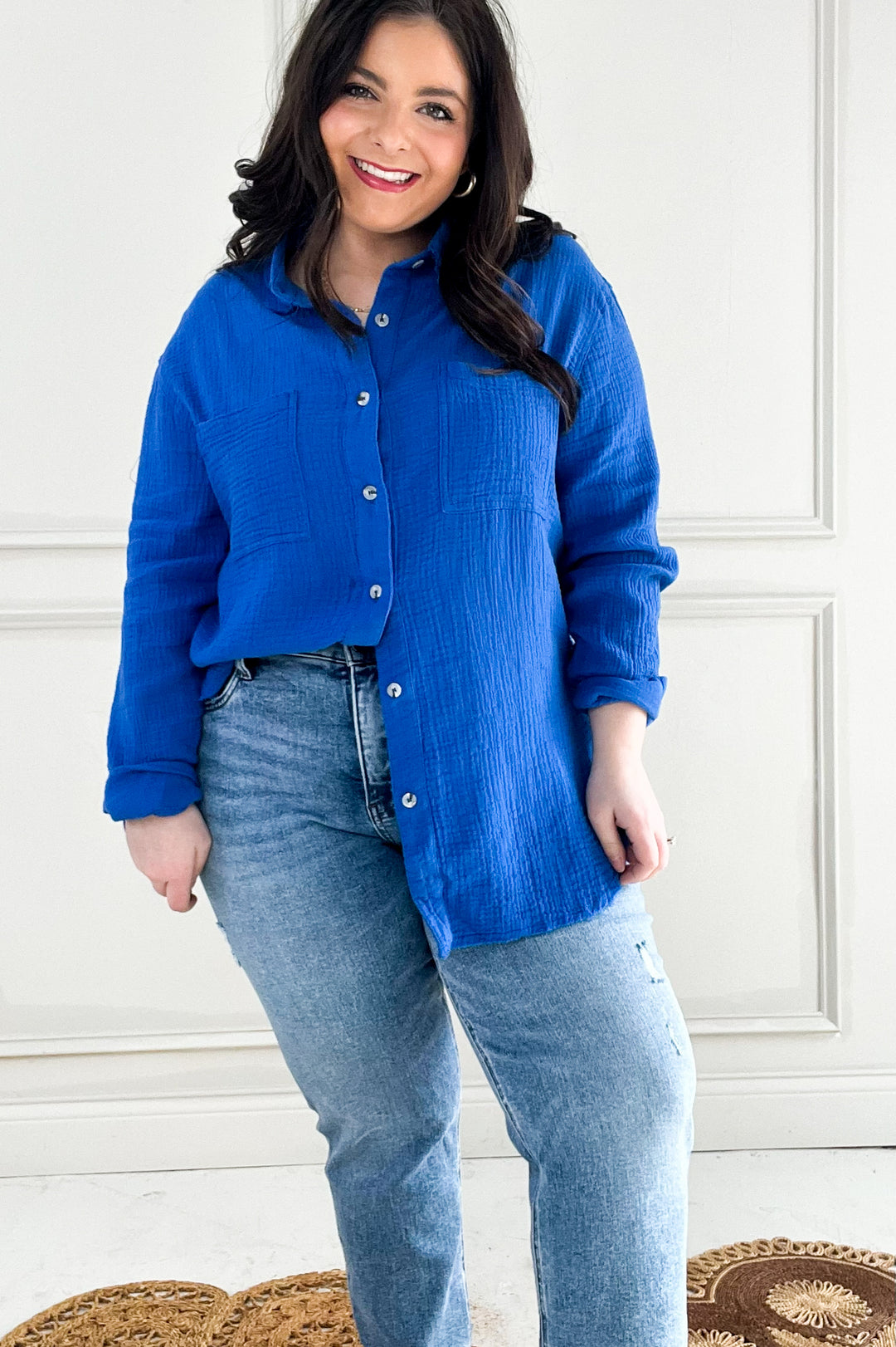 Soft Wash Crinkle Gauze Button Down Shirt