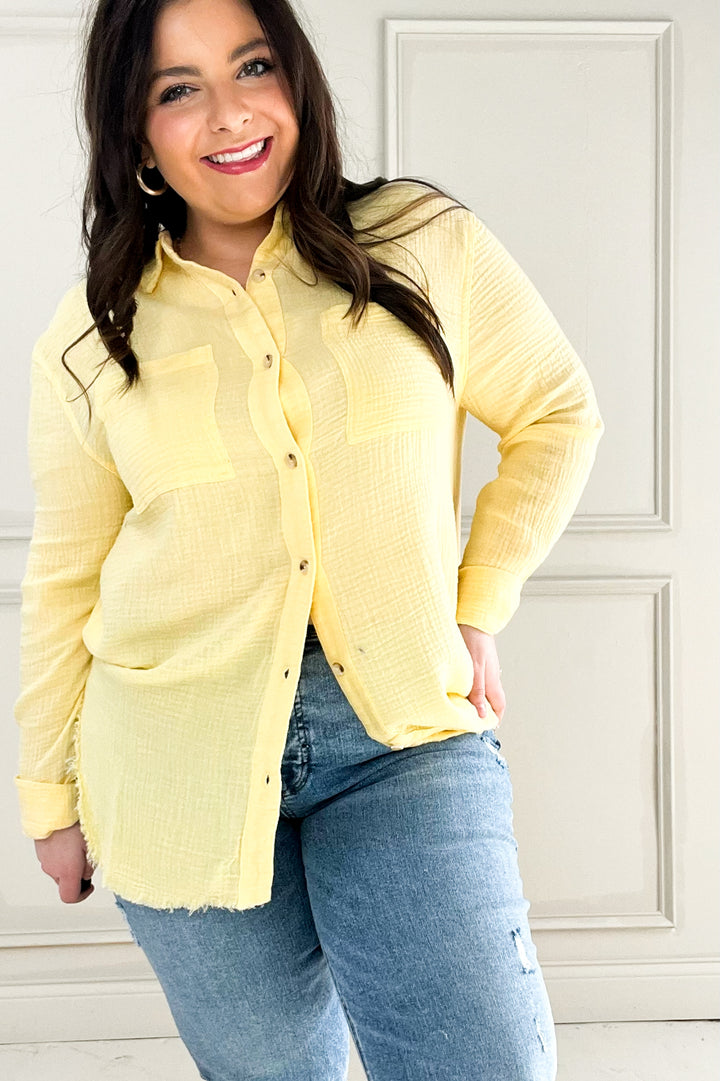 Soft Wash Crinkle Gauze Button Down Shirt