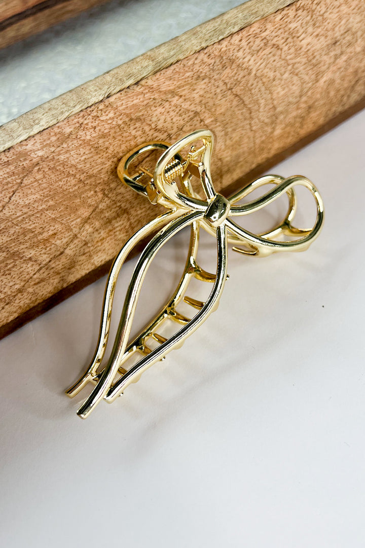 Gold Bow Hair Claw Clip