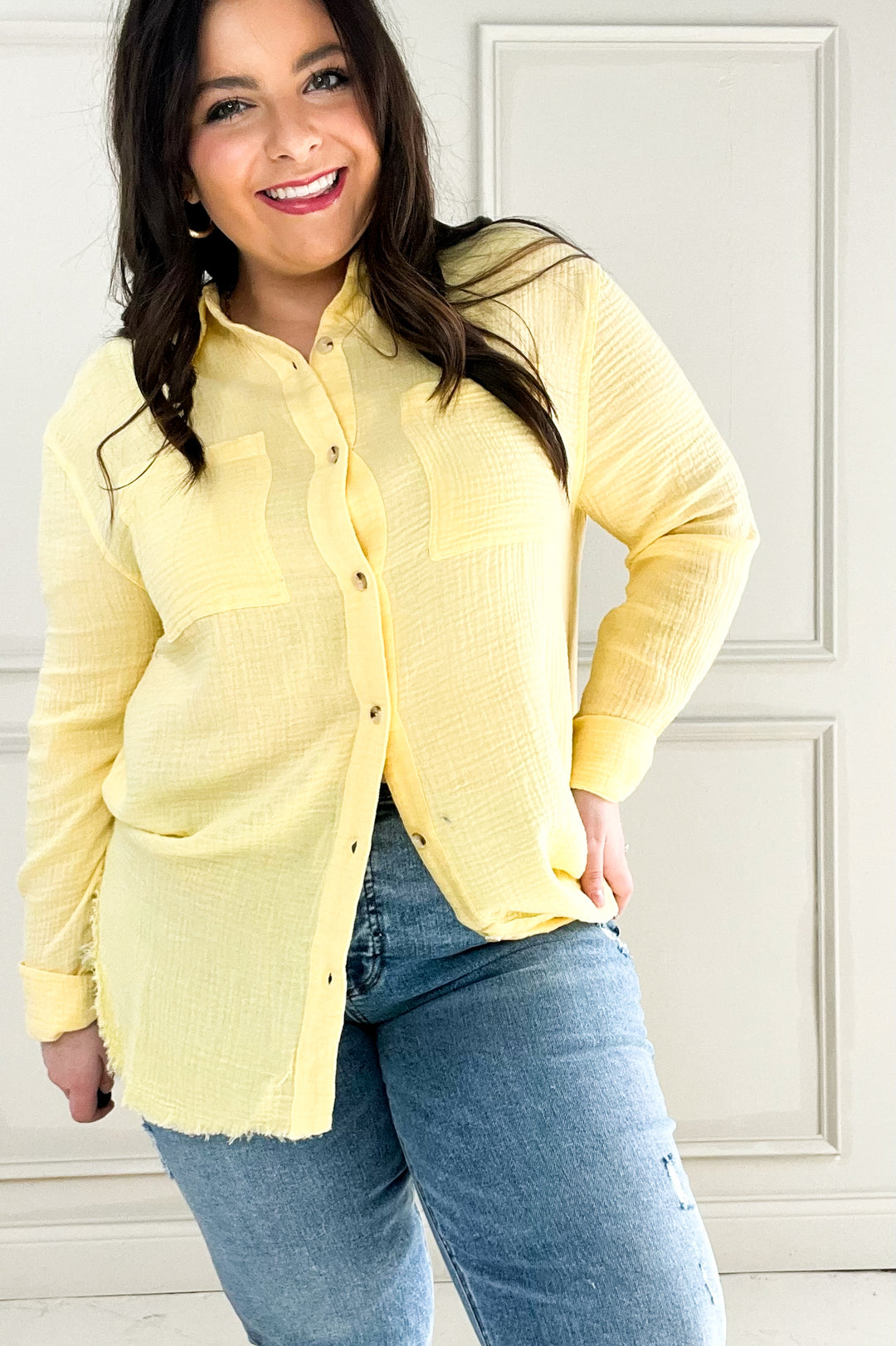 Soft Wash Crinkle Gauze Button Down Shirt