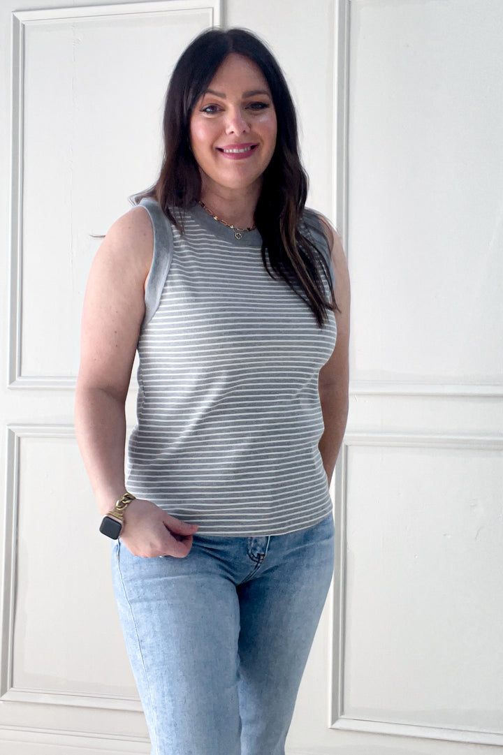 Color Contrast Ribbed Sleeveless Tank