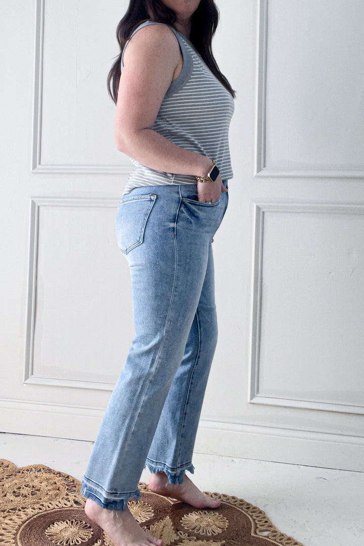 Color Contrast Ribbed Sleeveless Tank