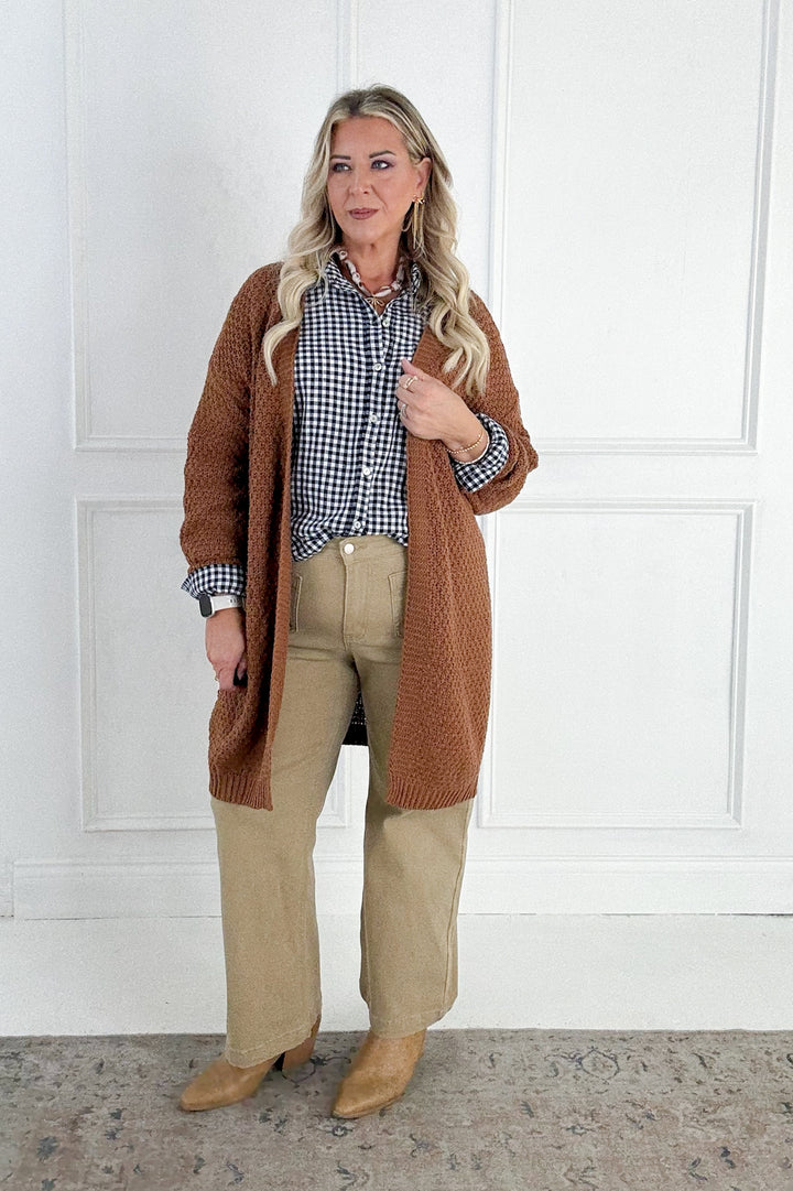 Navy Gingham Long Sleeve Button Up Shirt