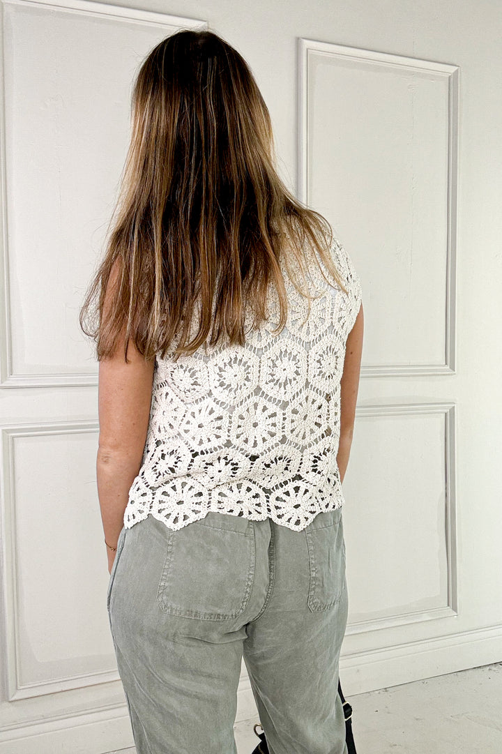 Crochet Laced Sleeveless Sweater Vest
