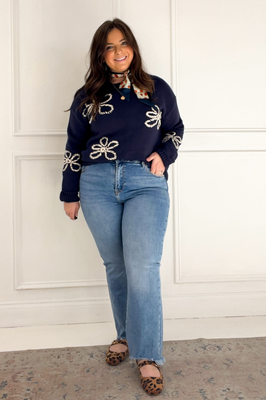 Flower Stitch Embroidered Sweater