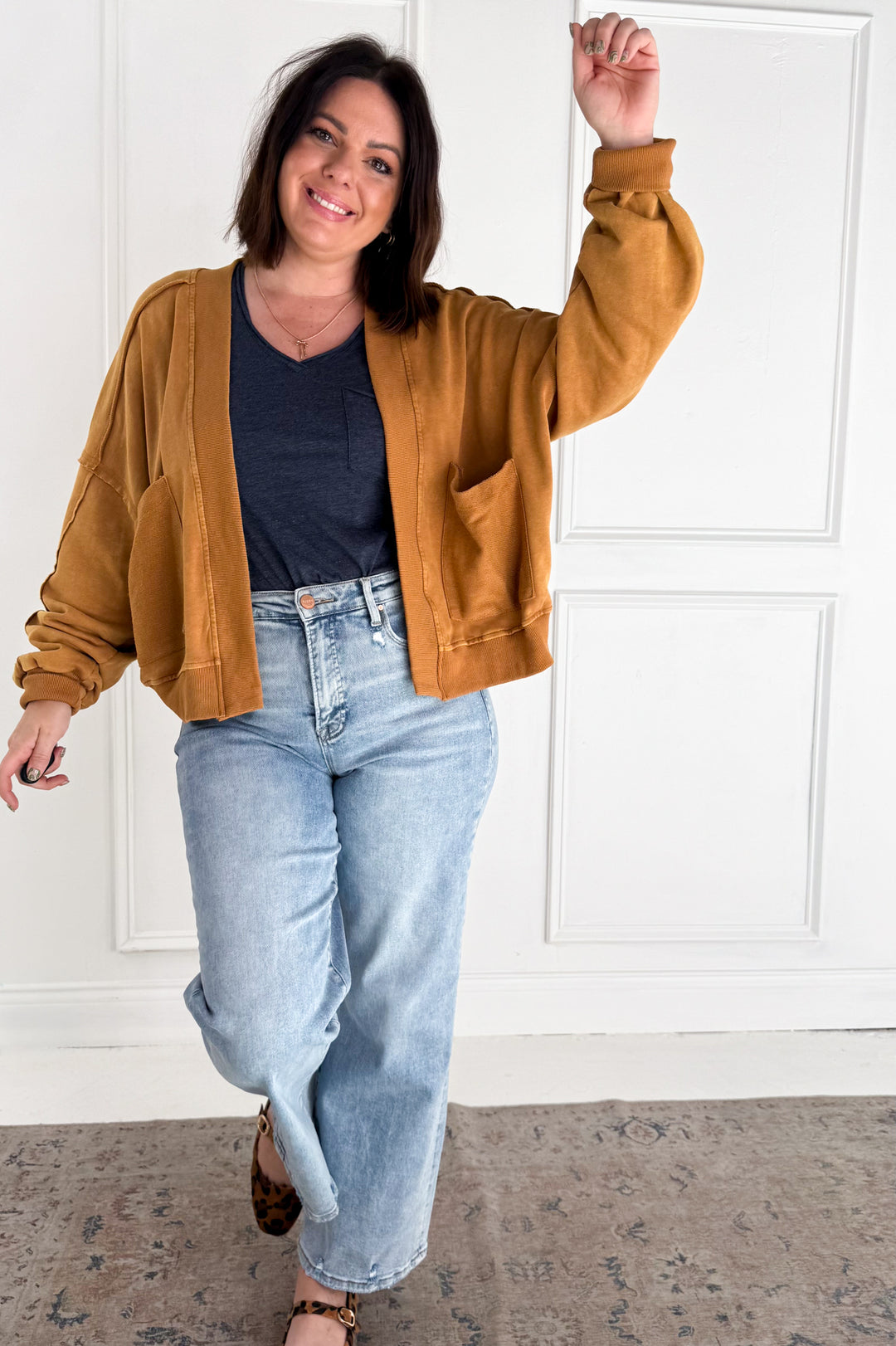 Mineral-Washed French Terry Cardigan