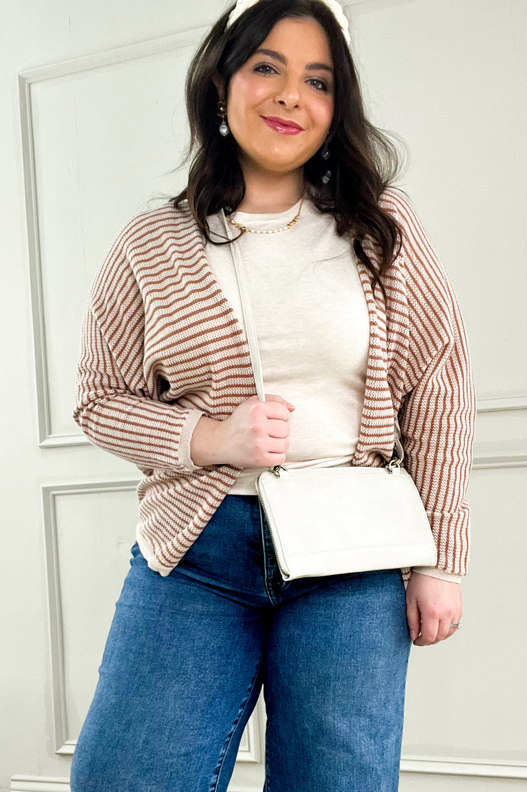 Striped Dolman Open Cardigan